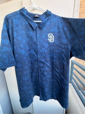 San Diego Padres Navy Hawaiian Button-Up Shirt